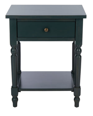 Safavieh Tami Vintage Nightstand With Storage Drawer & Open Shelf For Timeless Bedroom Charm And Style Dark Teal AMH6604C