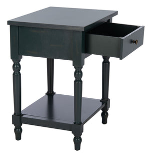 Safavieh Tami Vintage Nightstand With Storage Drawer & Open Shelf For Timeless Bedroom Charm And Style Dark Teal AMH6604C