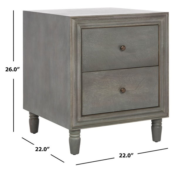 Safavieh Blaise Nightstand - Stylish Storage Solution With Rustic Charm For Modern And Traditional Bedrooms Ash Grey AMH6605B