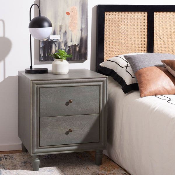 Safavieh Blaise Nightstand - Stylish Storage Solution With Rustic Charm For Modern And Traditional Bedrooms Ash Grey AMH6605B
