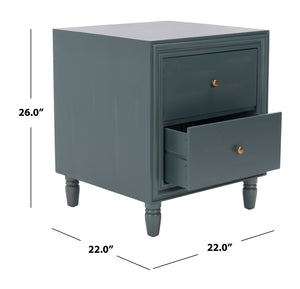 Safavieh Blaise Nightstand - Stylish Storage Solution With Rustic Charm For Modern And Traditional Bedrooms Dark Teal AMH6605C