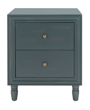 Safavieh Blaise Nightstand - Stylish Storage Solution With Rustic Charm For Modern And Traditional Bedrooms Dark Teal AMH6605C