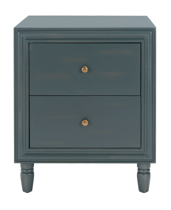 Safavieh Blaise Nightstand - Stylish Storage Solution With Rustic Charm For Modern And Traditional Bedrooms Dark Teal AMH6605C