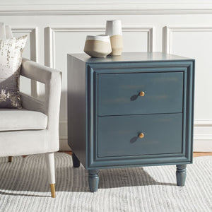 Safavieh Blaise Nightstand - Stylish Storage Solution With Rustic Charm For Modern And Traditional Bedrooms Dark Teal AMH6605C