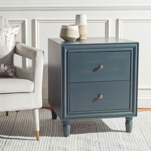 Safavieh Blaise Nightstand - Stylish Storage Solution With Rustic Charm For Modern And Traditional Bedrooms Dark Teal AMH6605C