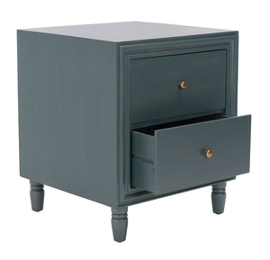 Safavieh Blaise Nightstand - Stylish Storage Solution With Rustic Charm For Modern And Traditional Bedrooms Dark Teal AMH6605C