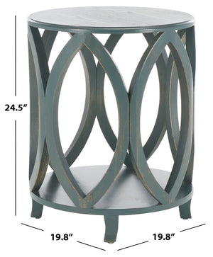 Safavieh Janika Round Accent Table - Modern Organic Elegance For Living Spaces, Versatile & Stylish Design Dark Teal AMH6607C