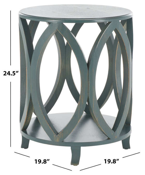 Safavieh Janika Round Accent Table - Modern Organic Elegance For Living Spaces, Versatile & Stylish Design Dark Teal AMH6607C