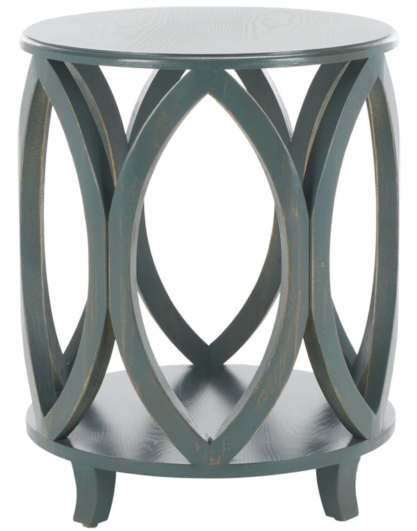 Safavieh Janika Round Accent Table - Modern Organic Elegance For Living Spaces, Versatile & Stylish Design Dark Teal AMH6607C