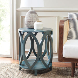Safavieh Janika Round Accent Table - Modern Organic Elegance For Living Spaces, Versatile & Stylish Design Dark Teal AMH6607C