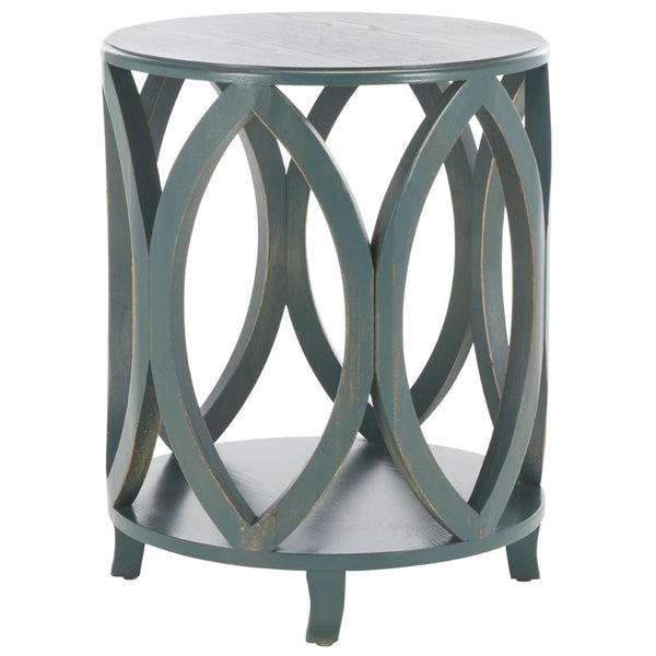 Safavieh Janika Round Accent Table - Modern Organic Elegance For Living Spaces, Versatile & Stylish Design Dark Teal AMH6607C