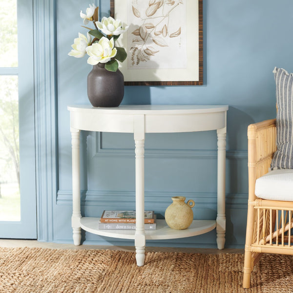 Safavieh Randell Console Table - Elegant Demilune Design For Entryways, Halls, And Versatile Home Decor Off White AMH6609A