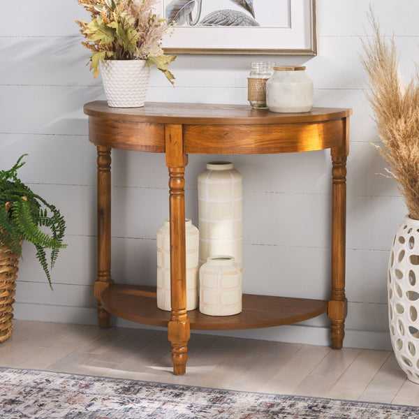Safavieh Randell Console Table - Elegant Demilune Design For Entryways, Halls, And Versatile Home Decor Firewood AMH6609E