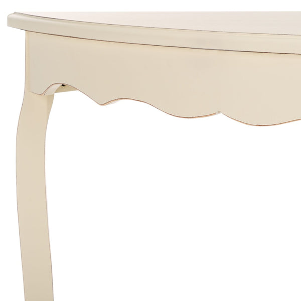 Safavieh Christina Console: Elegant French-Inspired Entryway Accent Table With Half-Moon Design & Curved Legs Off White AMH6610A