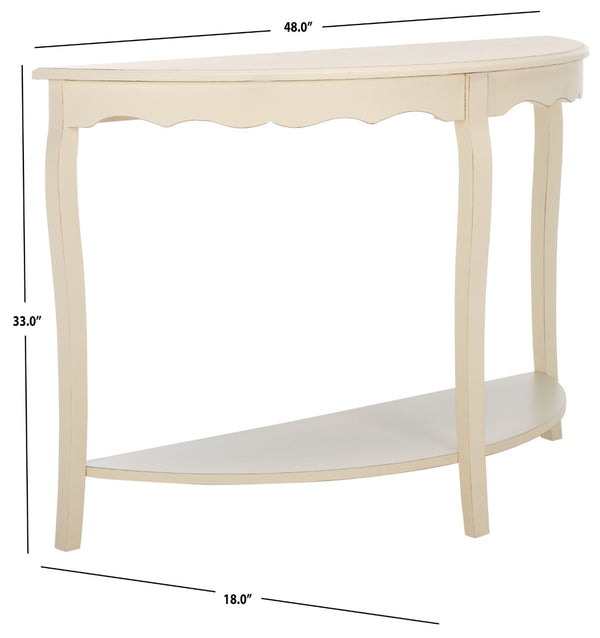 Safavieh Christina Console: Elegant French-Inspired Entryway Accent Table With Half-Moon Design & Curved Legs Off White AMH6610A