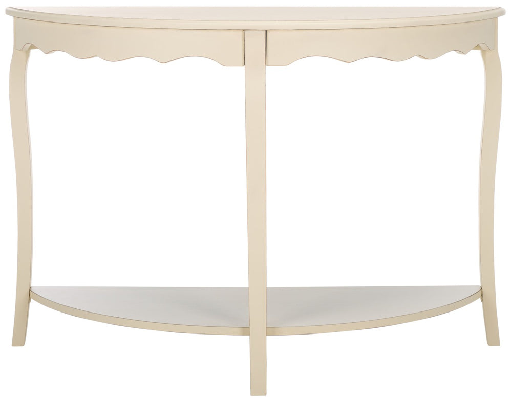 Safavieh Christina Console: Elegant French-Inspired Entryway Accent Table With Half-Moon Design & Curved Legs Off White AMH6610A