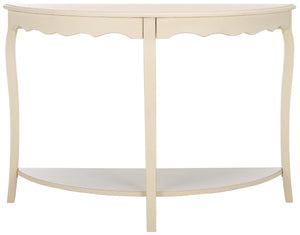 Safavieh Christina Console: Elegant French-Inspired Entryway Accent Table With Half-Moon Design & Curved Legs Off White AMH6610A