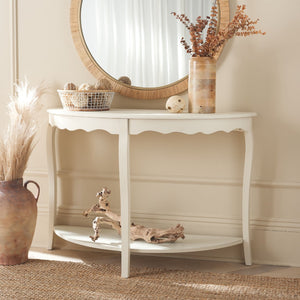 Safavieh Christina Console: Elegant French-Inspired Entryway Accent Table With Half-Moon Design & Curved Legs Off White AMH6610A