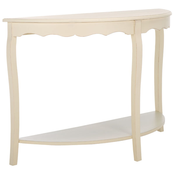 Safavieh Christina Console: Elegant French-Inspired Entryway Accent Table With Half-Moon Design & Curved Legs Off White AMH6610A