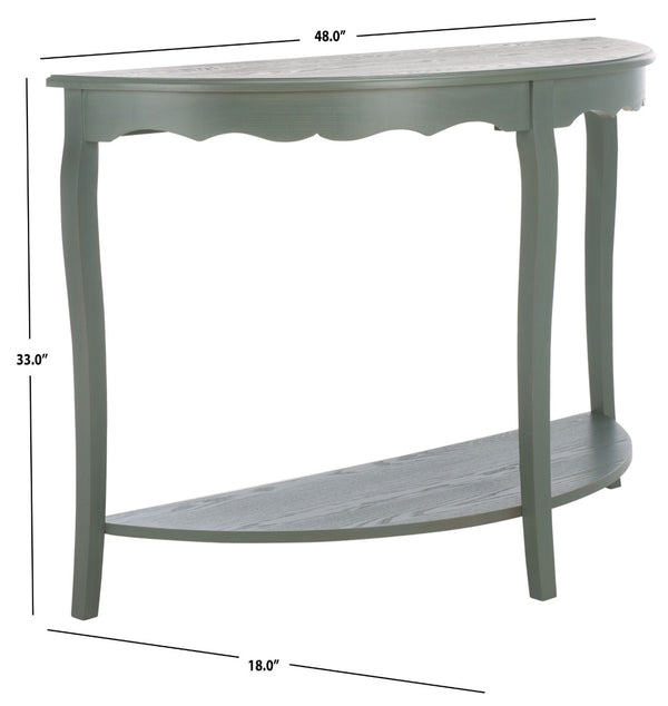 Safavieh Christina Console: Elegant French-Inspired Entryway Accent Table With Half-Moon Design & Curved Legs Ash Grey AMH6610B