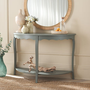 Safavieh Christina Console: Elegant French-Inspired Entryway Accent Table With Half-Moon Design & Curved Legs Ash Grey AMH6610B