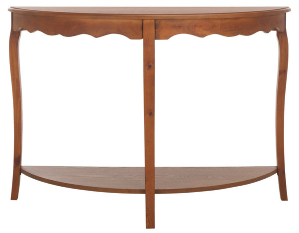 Safavieh Christina Console: Elegant French-Inspired Entryway Accent Table With Half-Moon Design & Curved Legs Firewood AMH6610E