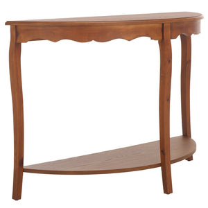 Safavieh Christina Console: Elegant French-Inspired Entryway Accent Table With Half-Moon Design & Curved Legs Firewood AMH6610E