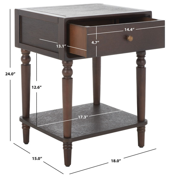 Safavieh Siobhan Accent Table With Storage Drawer XII23 Walnut Wood AMH6611F