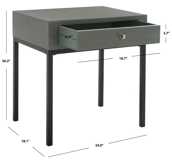 Safavieh Adena End Table With Storage Drawer - Chic Modern Design For Living Room, Bedroom, Or Entryway Ash Grey AMH6612A