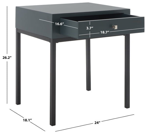 Safavieh Adena End Table With Storage Drawer - Chic Modern Design For Living Room, Bedroom, Or Entryway Dark Teal AMH6612B