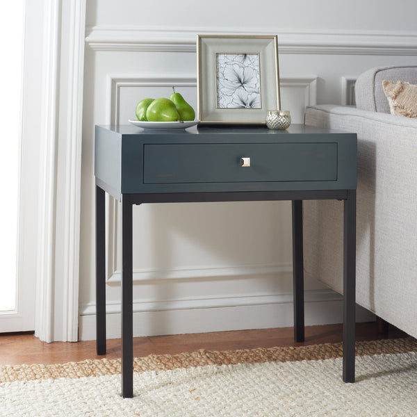 Safavieh Adena End Table With Storage Drawer - Chic Modern Design For Living Room, Bedroom, Or Entryway Dark Teal AMH6612B
