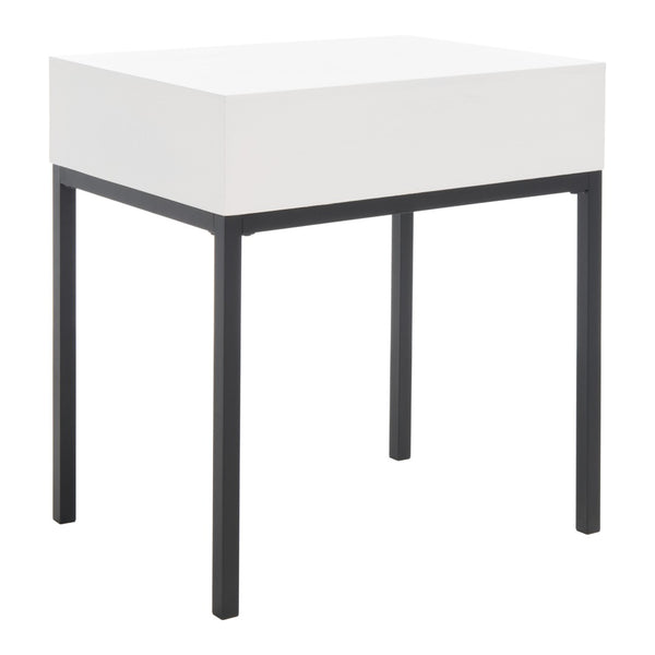 Safavieh Adena End Table With Storage Drawer - Chic Modern Design For Living Room, Bedroom, Or Entryway White AMH6612C