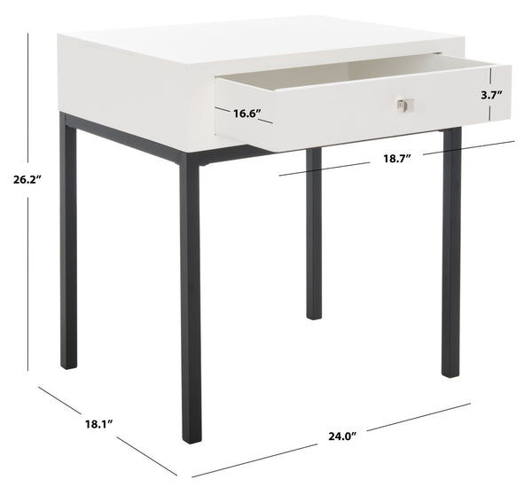 Safavieh Adena End Table With Storage Drawer - Chic Modern Design For Living Room, Bedroom, Or Entryway White AMH6612C