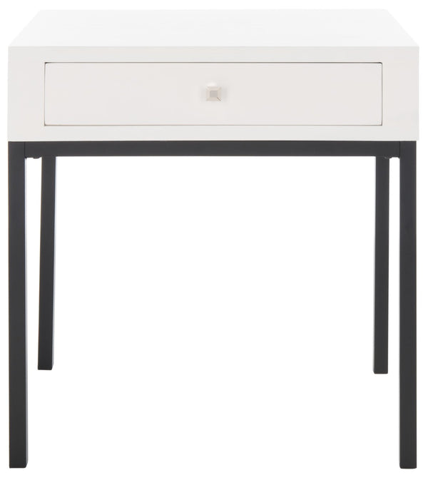 Safavieh Adena End Table With Storage Drawer - Chic Modern Design For Living Room, Bedroom, Or Entryway White AMH6612C