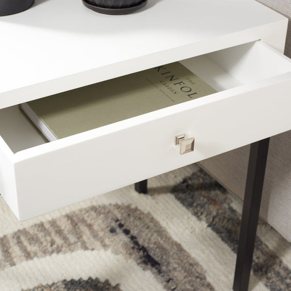 Safavieh Adena End Table With Storage Drawer - Chic Modern Design For Living Room, Bedroom, Or Entryway White AMH6612C