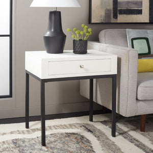 Safavieh Adena End Table With Storage Drawer - Chic Modern Design For Living Room, Bedroom, Or Entryway White AMH6612C