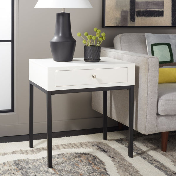Safavieh Adena End Table With Storage Drawer - Chic Modern Design For Living Room, Bedroom, Or Entryway White AMH6612C