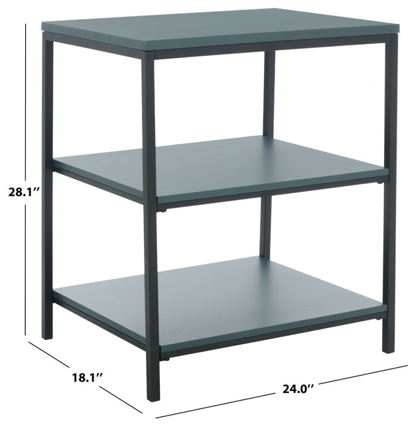 Safavieh Zeke 3 Tier Shelf Unit - Stylish Storage Solution For Modern Living Rooms, Bedrooms, Or Entryways Dark Teal AMH6614A
