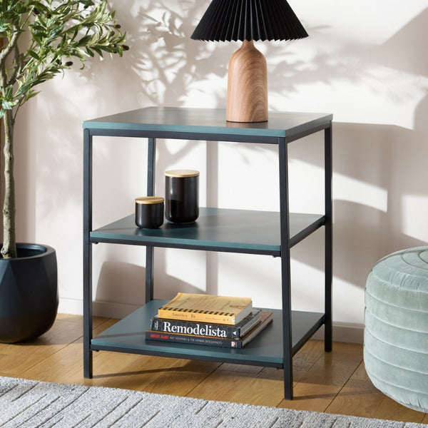 Safavieh Zeke 3 Tier Shelf Unit - Stylish Storage Solution For Modern Living Rooms, Bedrooms, Or Entryways Dark Teal AMH6614A