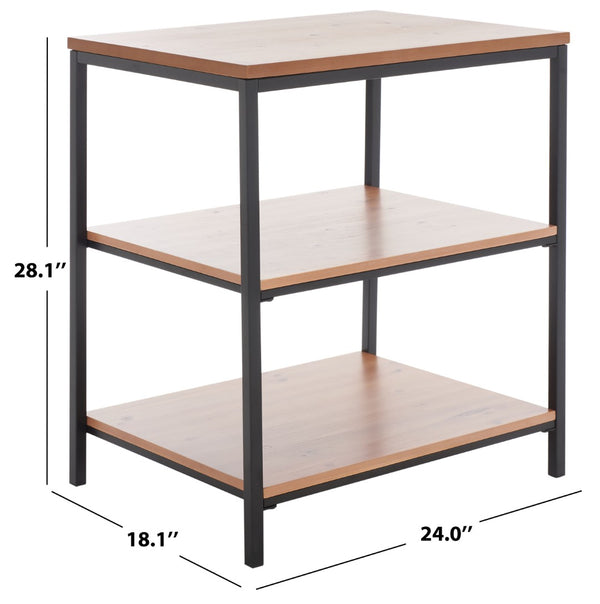 Safavieh Zeke 3 Tier Shelf Unit - Stylish Storage Solution For Modern Living Rooms, Bedrooms, Or Entryways Honey Natural AMH6614B