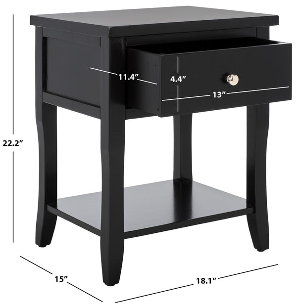 Safavieh Coby Accent Table With Storage Drawer Black Wood AMH6616D