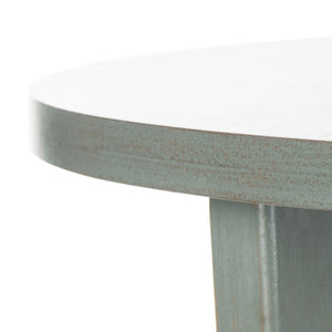 Safavieh Rhodes Round Pedestal Accent Table - Elegant Solid Elm Design With Lower Shelf For Stylish Storage Ash Grey AMH6617A
