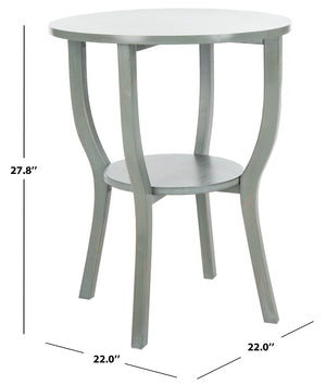 Safavieh Rhodes Round Pedestal Accent Table - Elegant Solid Elm Design With Lower Shelf For Stylish Storage Ash Grey AMH6617A