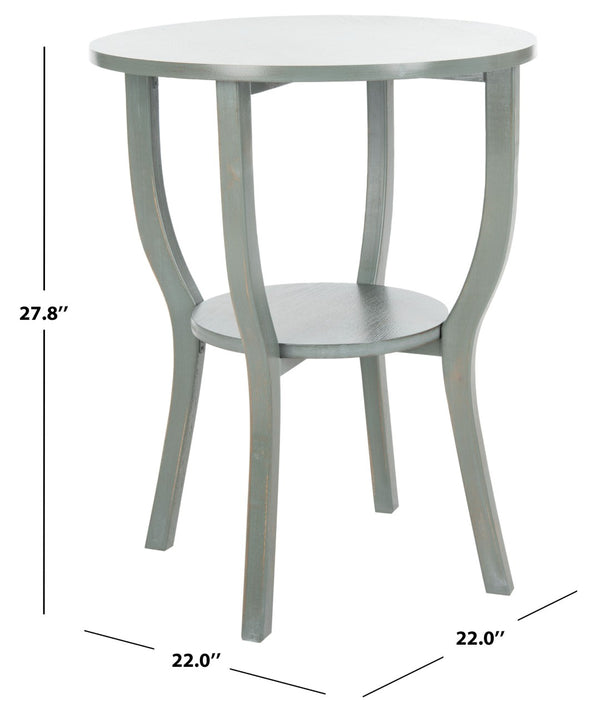 Safavieh Rhodes Round Pedestal Accent Table - Elegant Solid Elm Design With Lower Shelf For Stylish Storage Ash Grey AMH6617A