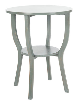 Safavieh Rhodes Round Pedestal Accent Table - Elegant Solid Elm Design With Lower Shelf For Stylish Storage Ash Grey AMH6617A