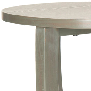 Safavieh Rhodes Round Pedestal Accent Table - Elegant Solid Elm Design With Lower Shelf For Stylish Storage Ash Grey AMH6617A