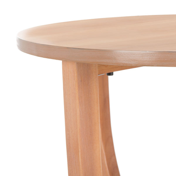 Safavieh Rhodes Round Pedestal Accent Table - Elegant Solid Elm Design With Lower Shelf For Stylish Storage Honey Natural AMH6617B