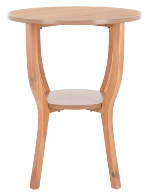 Safavieh Rhodes Round Pedestal Accent Table - Elegant Solid Elm Design With Lower Shelf For Stylish Storage Honey Natural AMH6617B