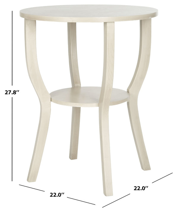 Safavieh Rhodes Round Pedestal Accent Table - Elegant Solid Elm Design With Lower Shelf For Stylish Storage White Washed AMH6617C