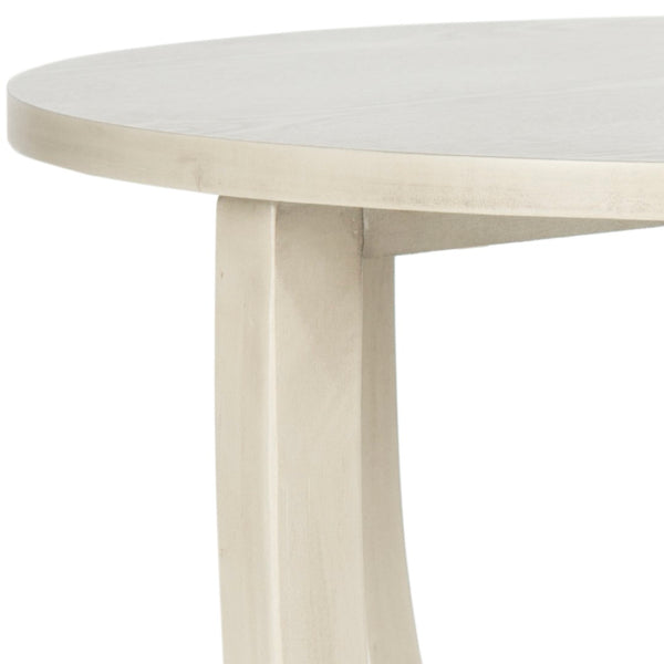Safavieh Rhodes Round Pedestal Accent Table - Elegant Solid Elm Design With Lower Shelf For Stylish Storage White Washed AMH6617C